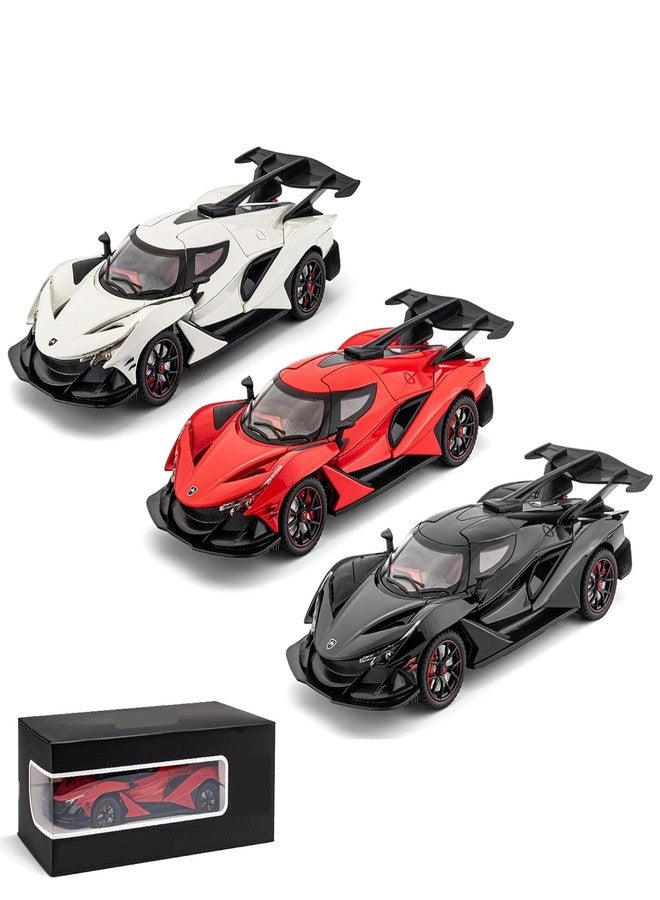 KING FORU 1:24 Scale Exclusive Alloy Metal Pull Back Die-cast Car Model with Sound Light Mini Auto Toy for Kids Metal Model Toy Car with Sound and Light (1.24 Apollo IE-Multicolor) - Image 2